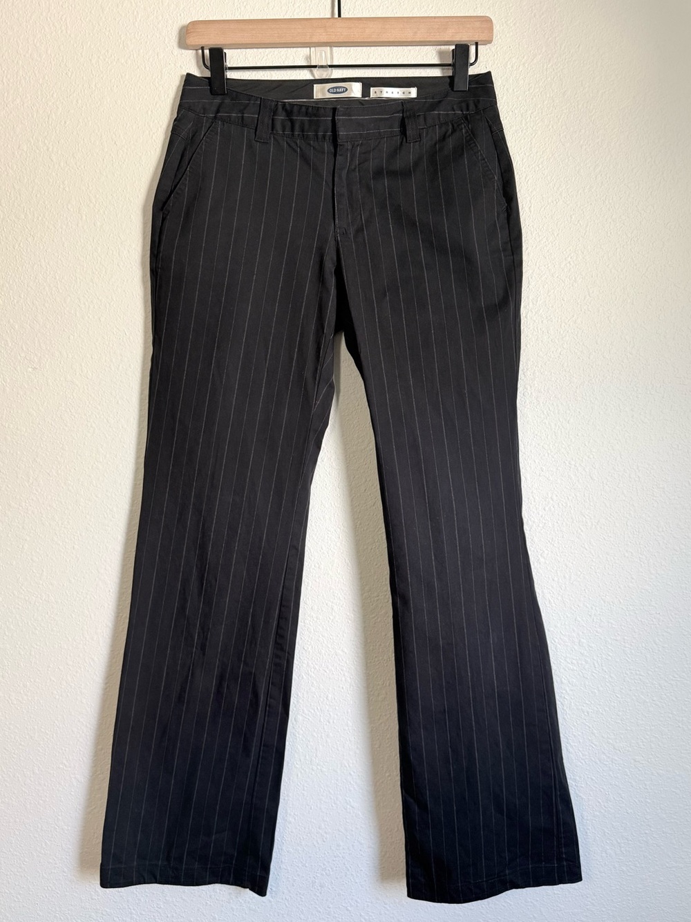 Vintage Old Navy Low Rise Flare Pants Pinstripe Y2K Grunge Minimalist - Picture 4 of 7